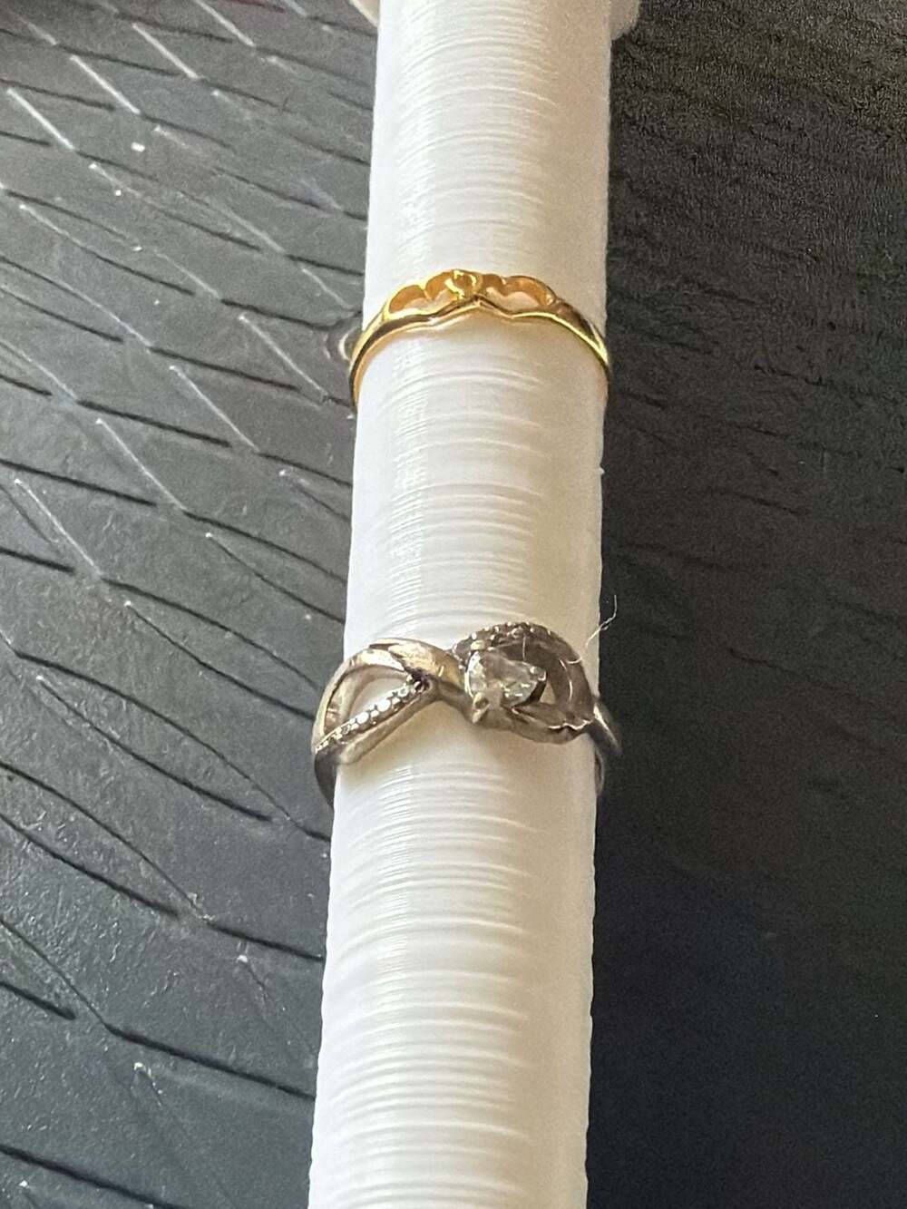 Set of 2 Sterling Silver Infinity and Heart Rings